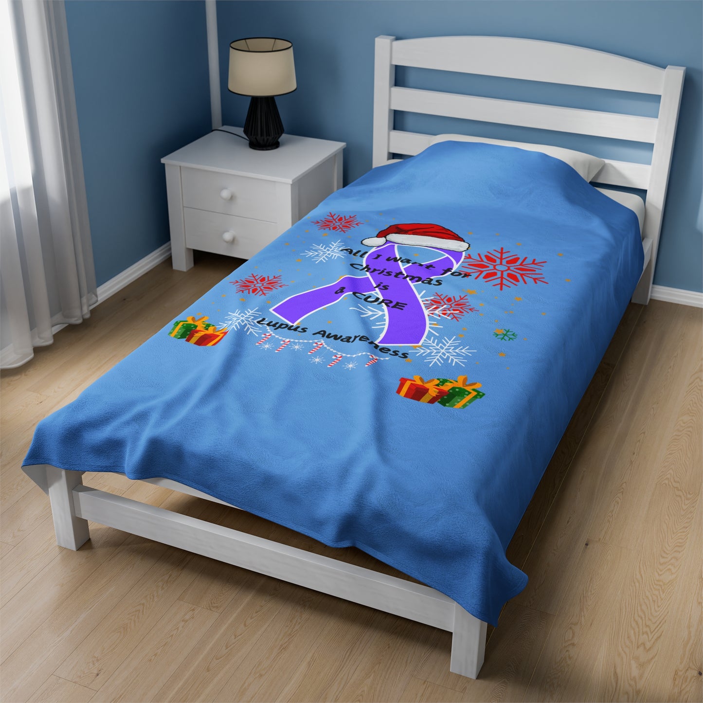 Lupus Awareness All I Want for Christmas Velveteen Plush Blanket