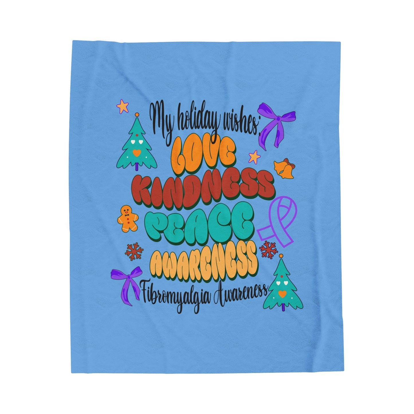 Fibromyalgia Awareness Holiday Wishes Velveteen Plush Blanket