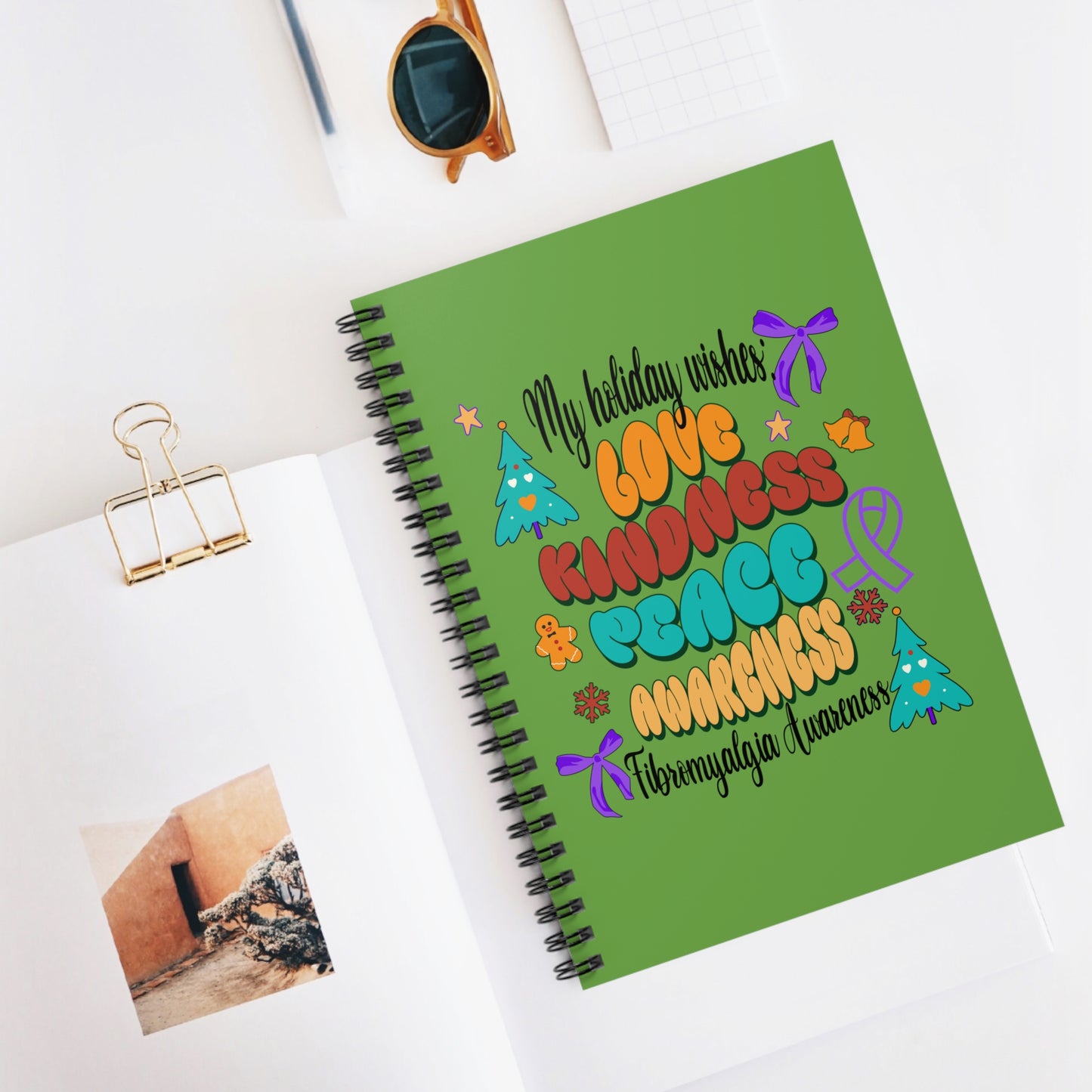 Fibromyalgia Awareness Holiday Wishes Spiral Notebook - Ruled Line