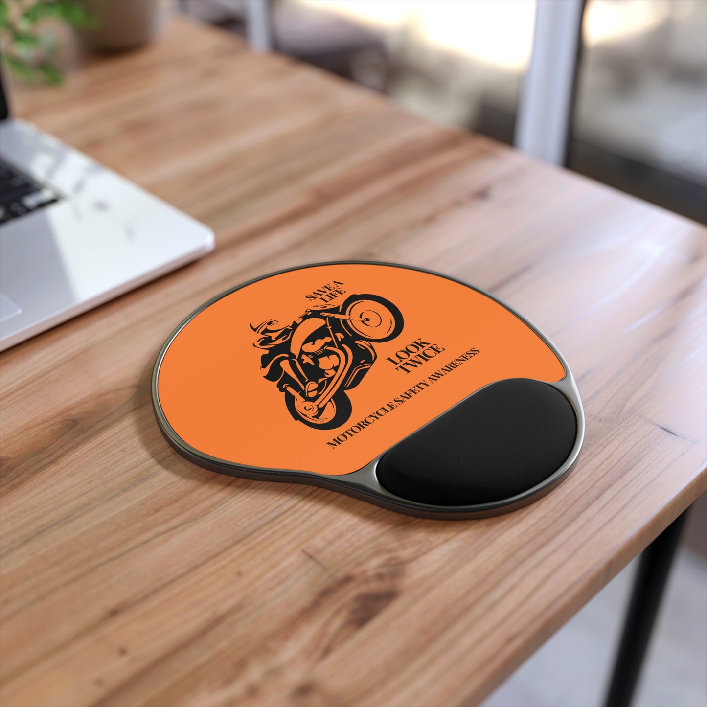 Motorcycle Safety Awareness Carpal Tunnel Mouse Pad With Wrist Rest
