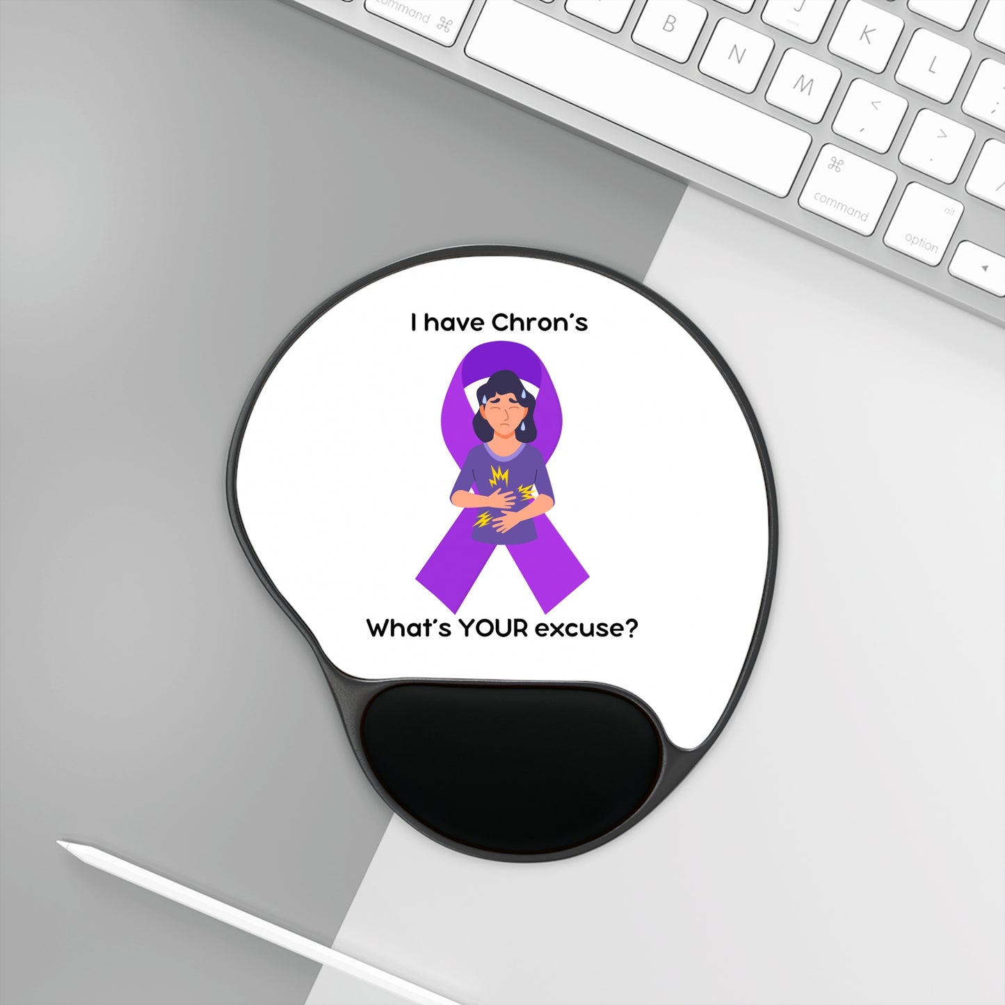 Chron's Disease Awareness Carpal Tunnel Mouse Pad With Wrist Rest