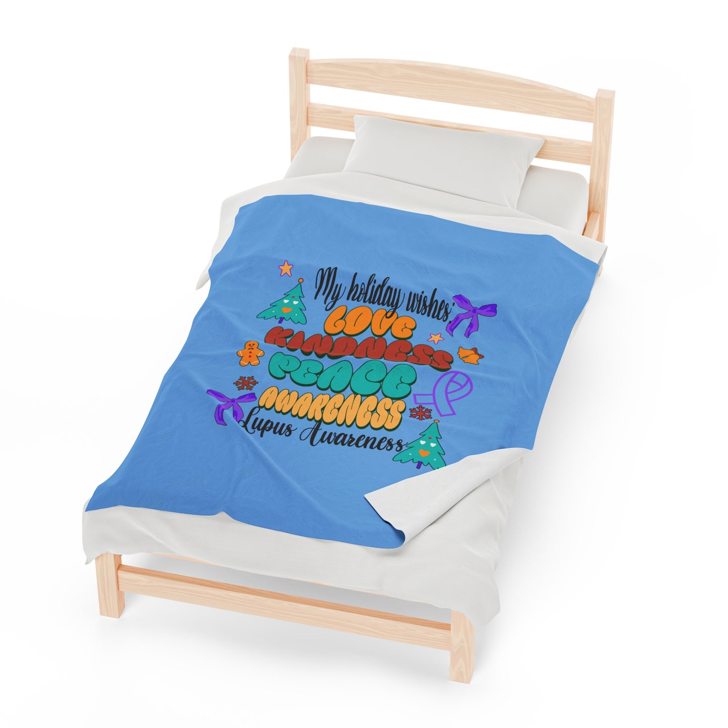 Lupus Awareness Holiday Wishes Velveteen Plush Blanket