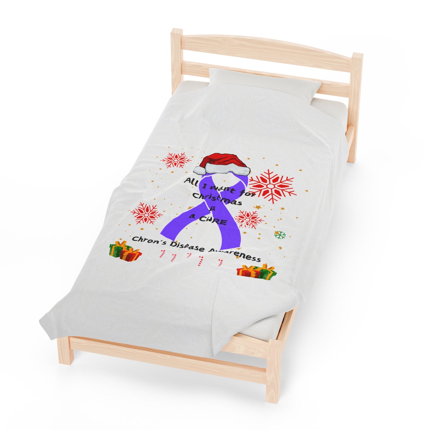 Chron's Disease Awareness All I Want for Christmas Velveteen Plush Blanket