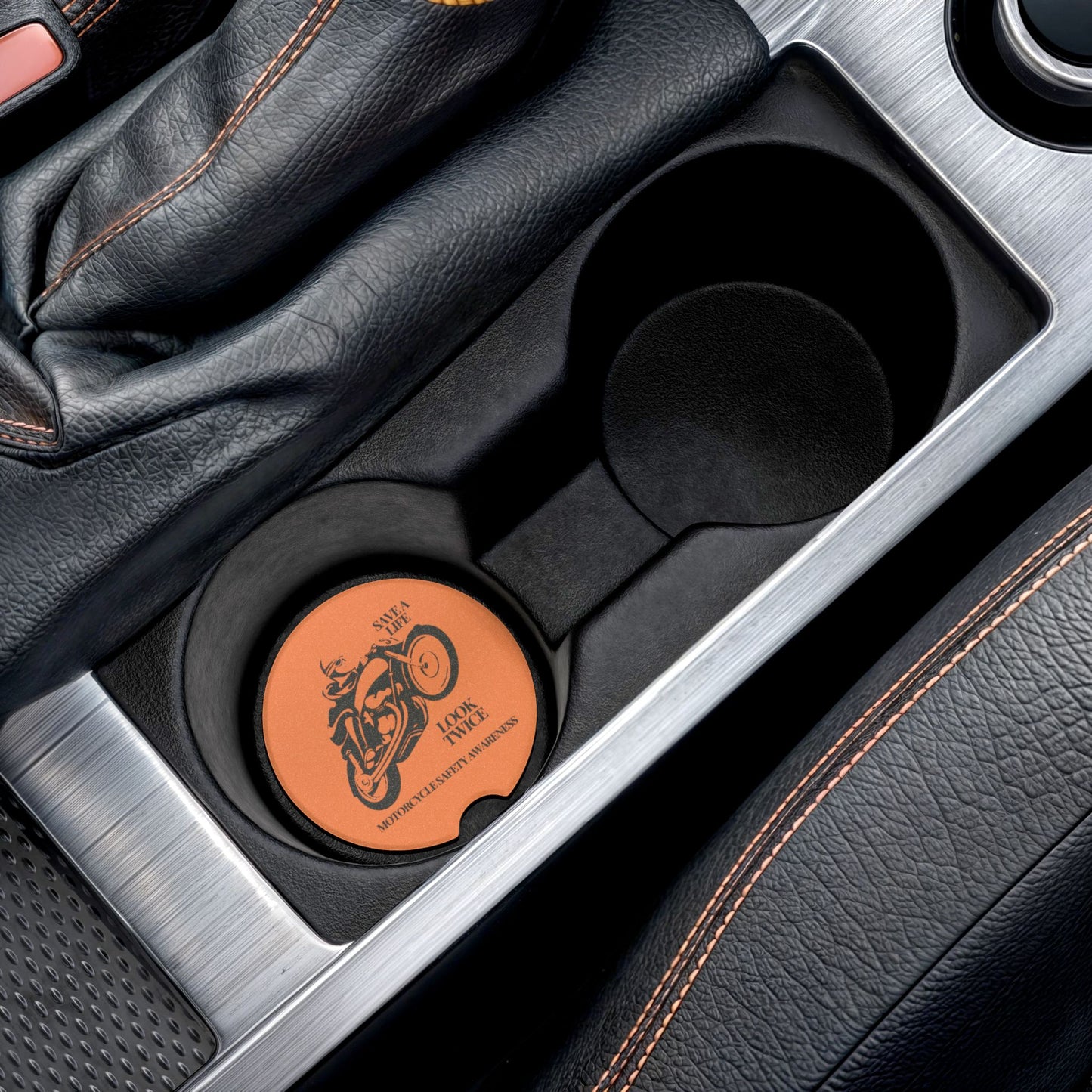Motorcycle Safety Awareness Car Coaster Car Accessories