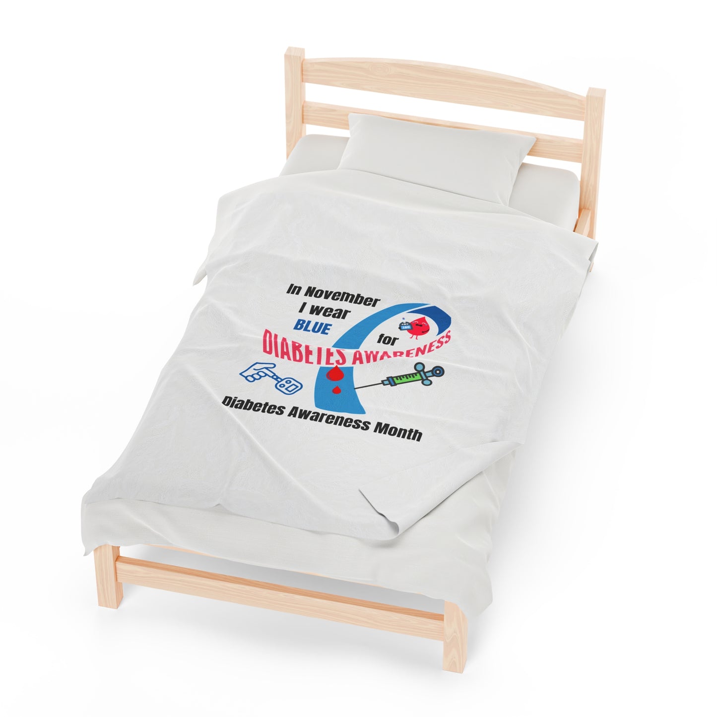 Diabetes Awareness Velveteen Plush Blanket