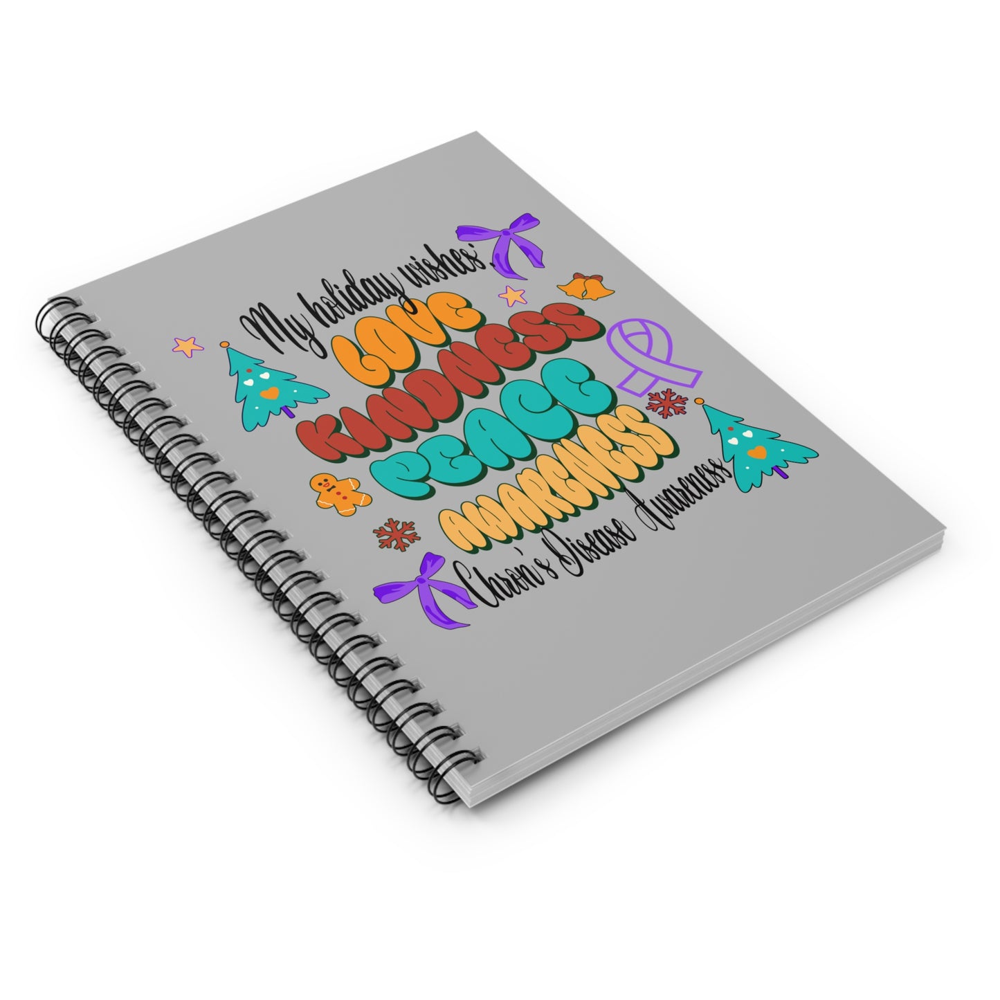 Chron's Disease Awareness Holiday Spiral Notebook - Ruled Line
