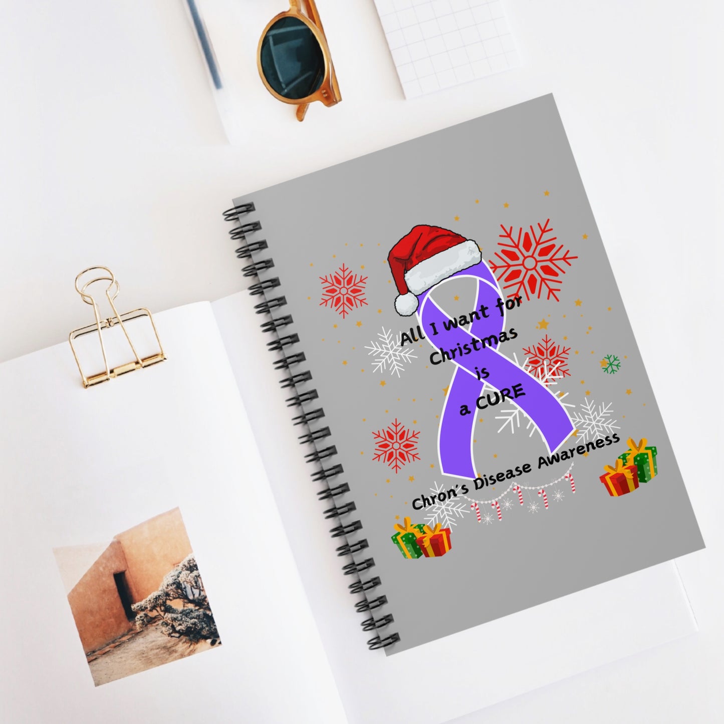 Chron's Disease Awareness All I Want for Christmas Spiral Notebook - Ruled Line