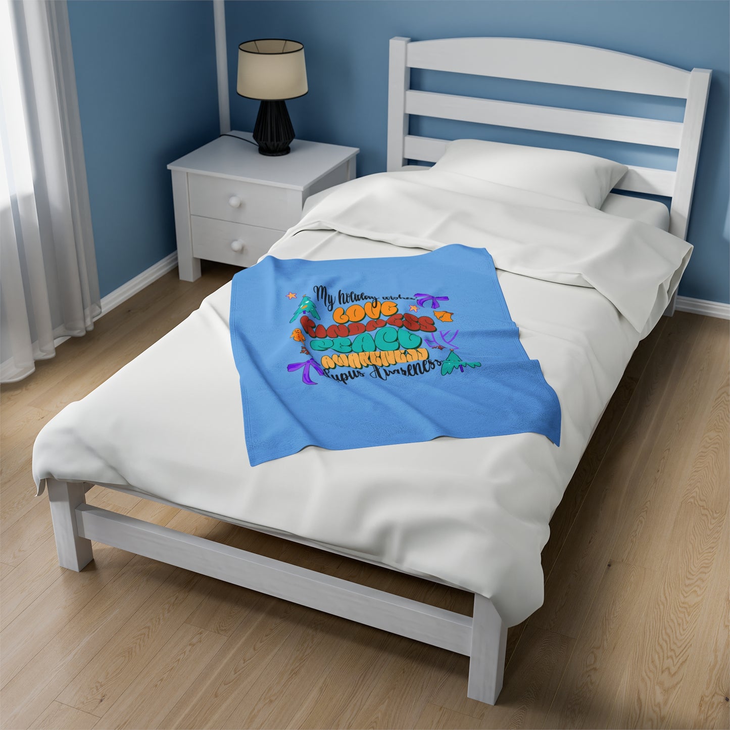 Lupus Awareness Holiday Wishes Velveteen Plush Blanket