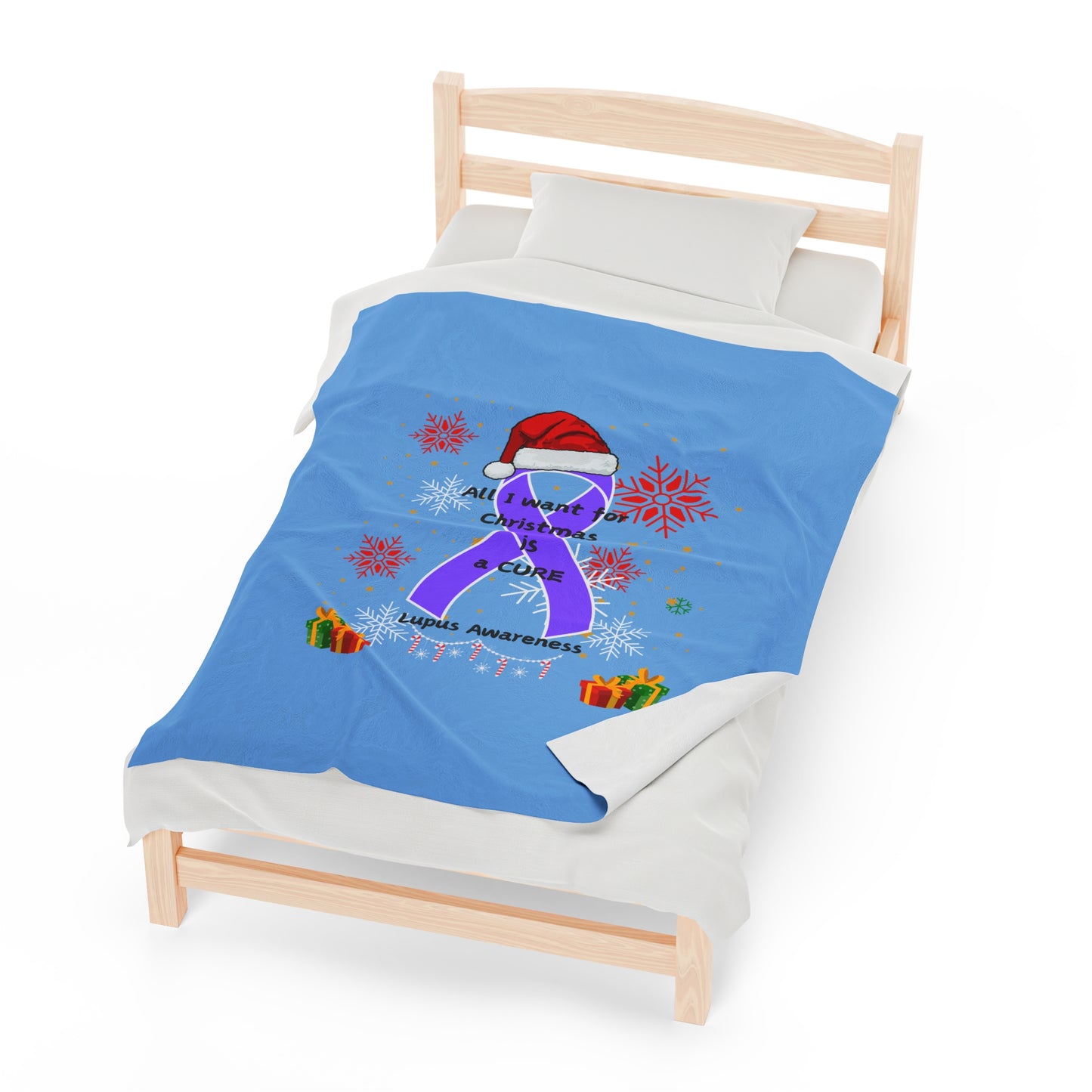 Lupus Awareness All I Want for Christmas Velveteen Plush Blanket