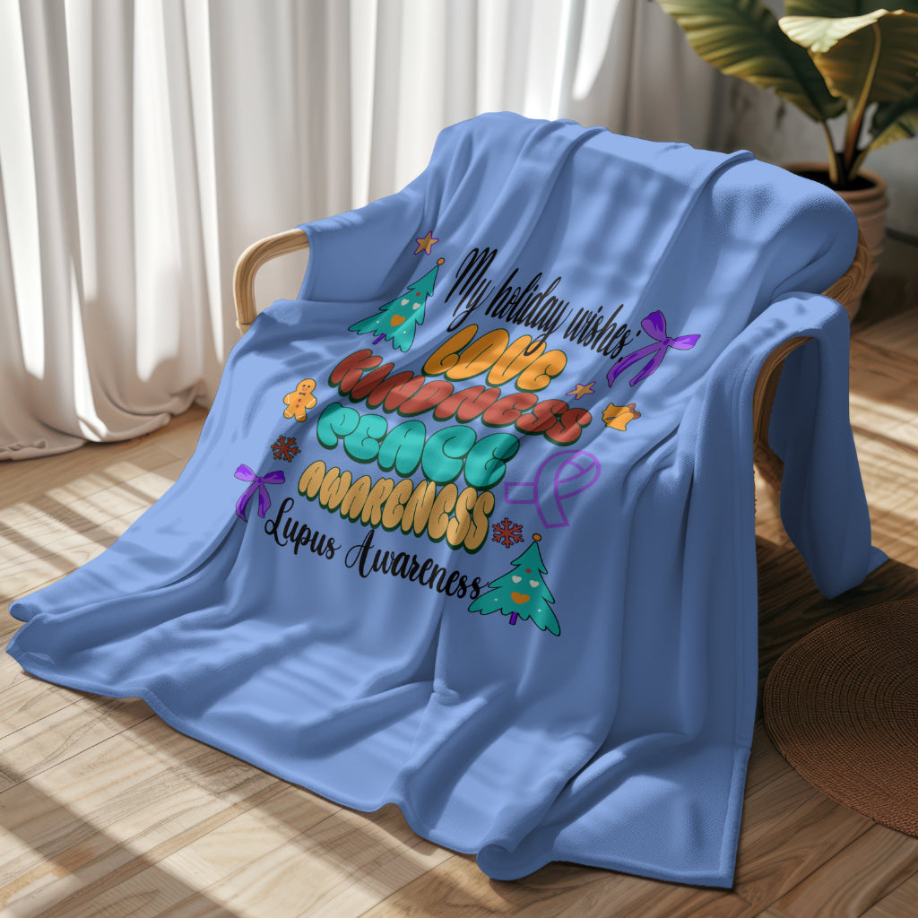 Lupus Awareness Holiday Wishes Velveteen Plush Blanket