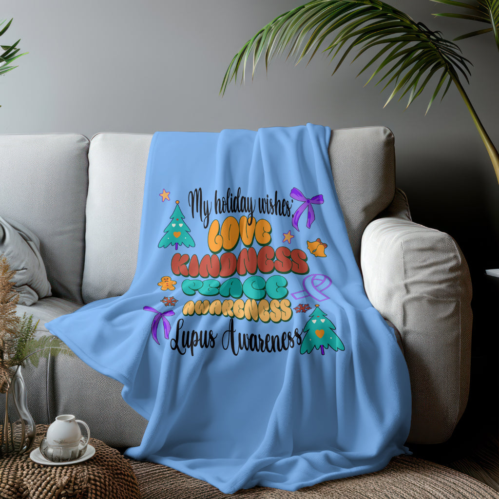 Lupus Awareness Holiday Wishes Velveteen Plush Blanket