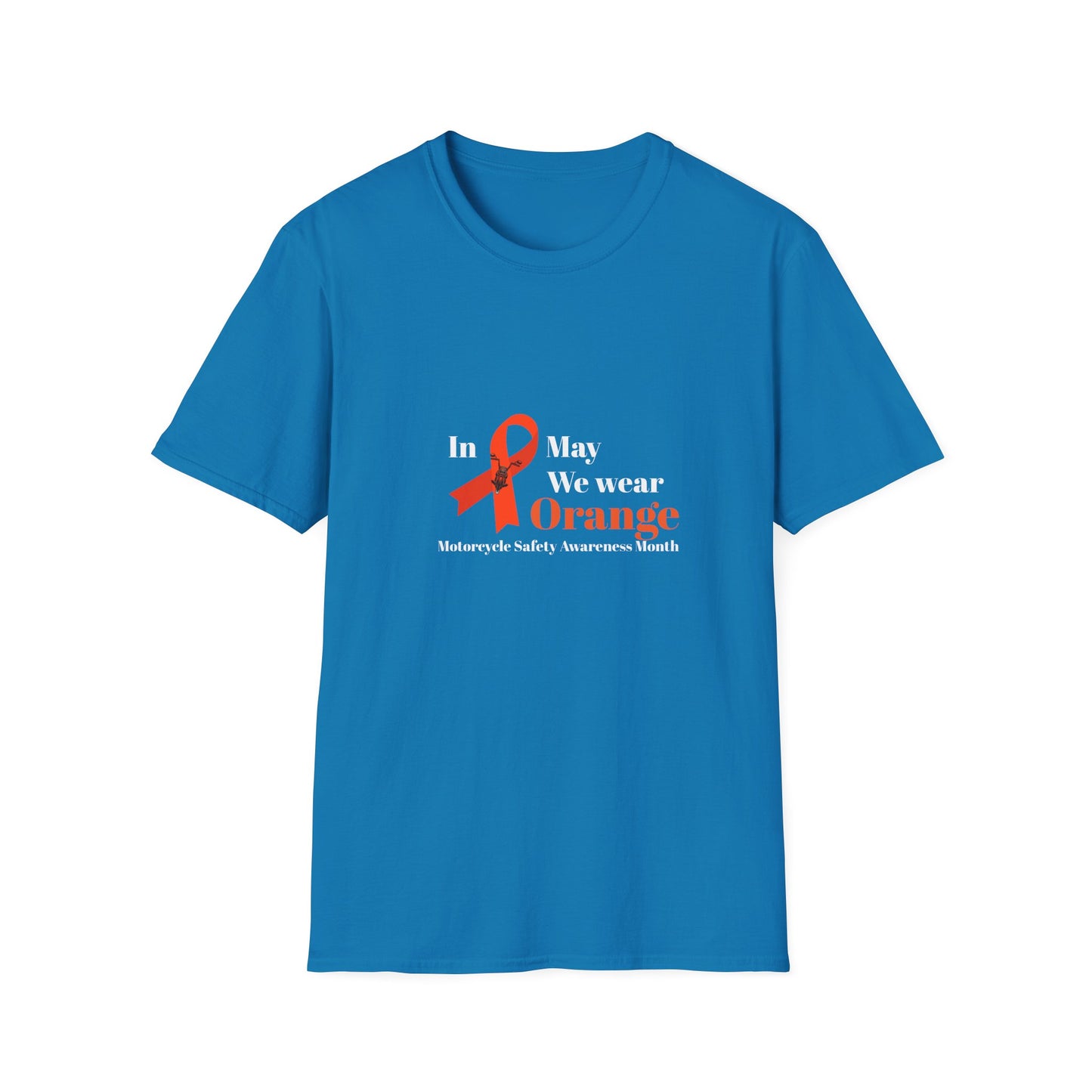 Motorcycle Safety Awareness Orange Ribbon Unisex Softstyle T-Shirt