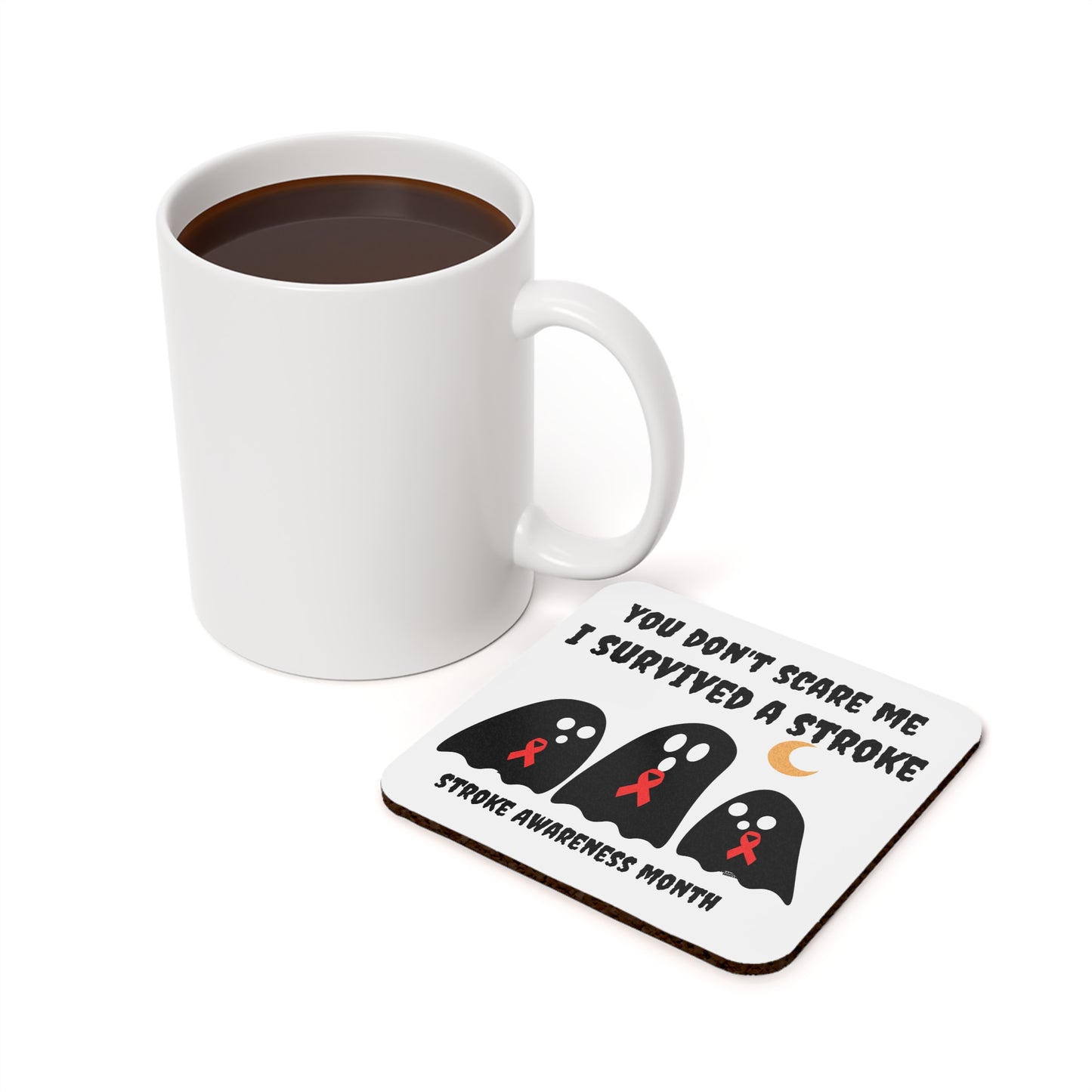 Stroke Awareness Halloween Cork Back Coaster