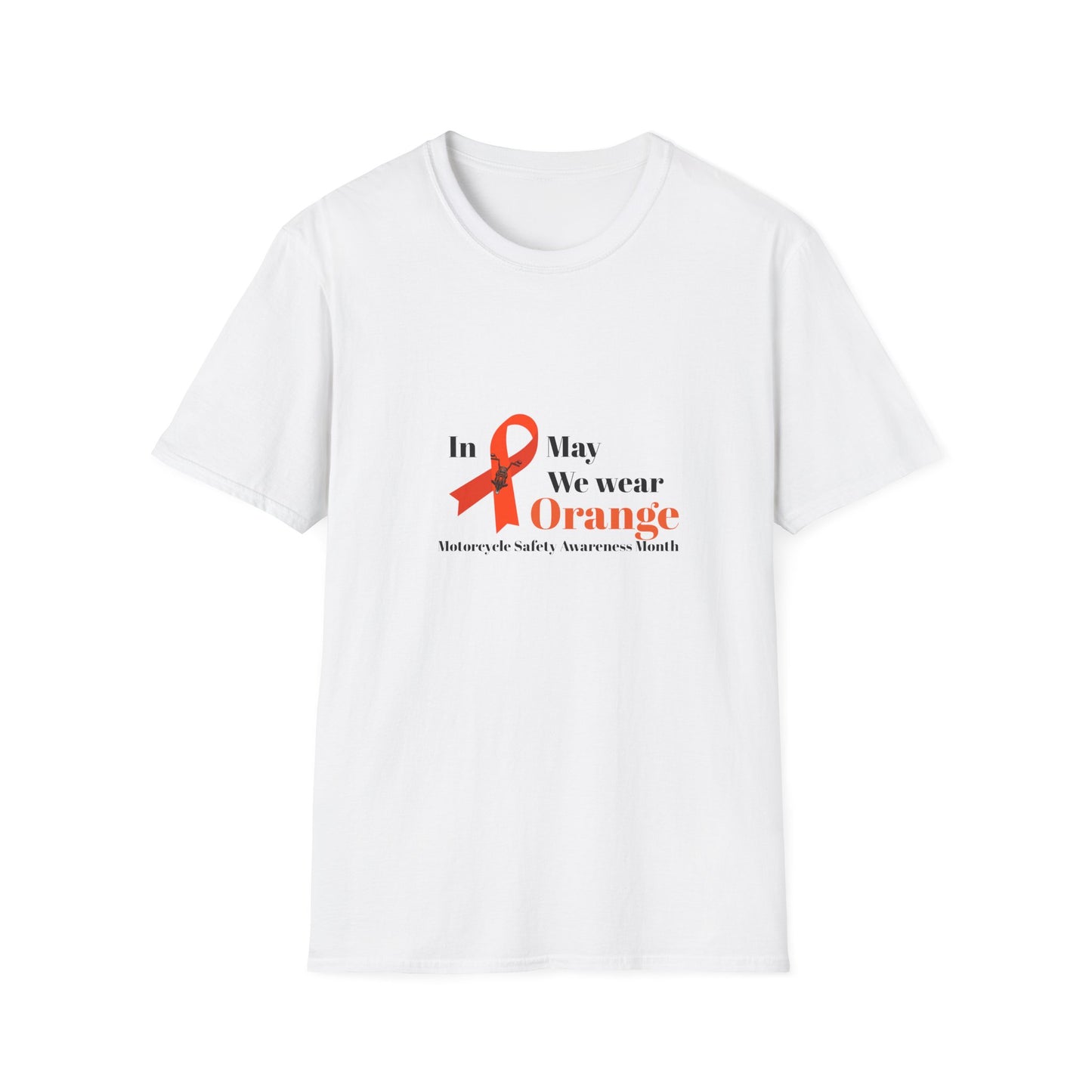Motorcycle Safety Awareness Orange Ribbon Unisex Softstyle T-Shirt