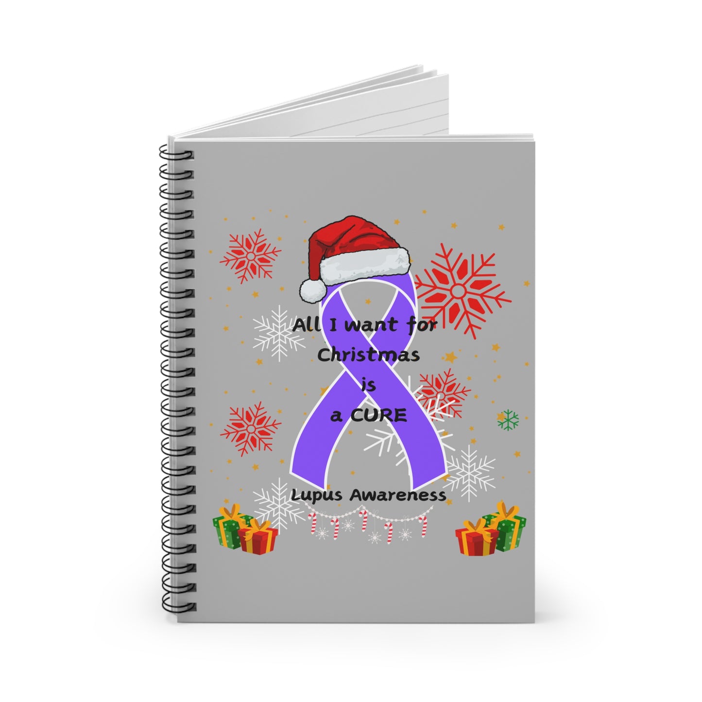Lupus Awareness All I Want for Christmas Spiral Notebook - Ruled Line