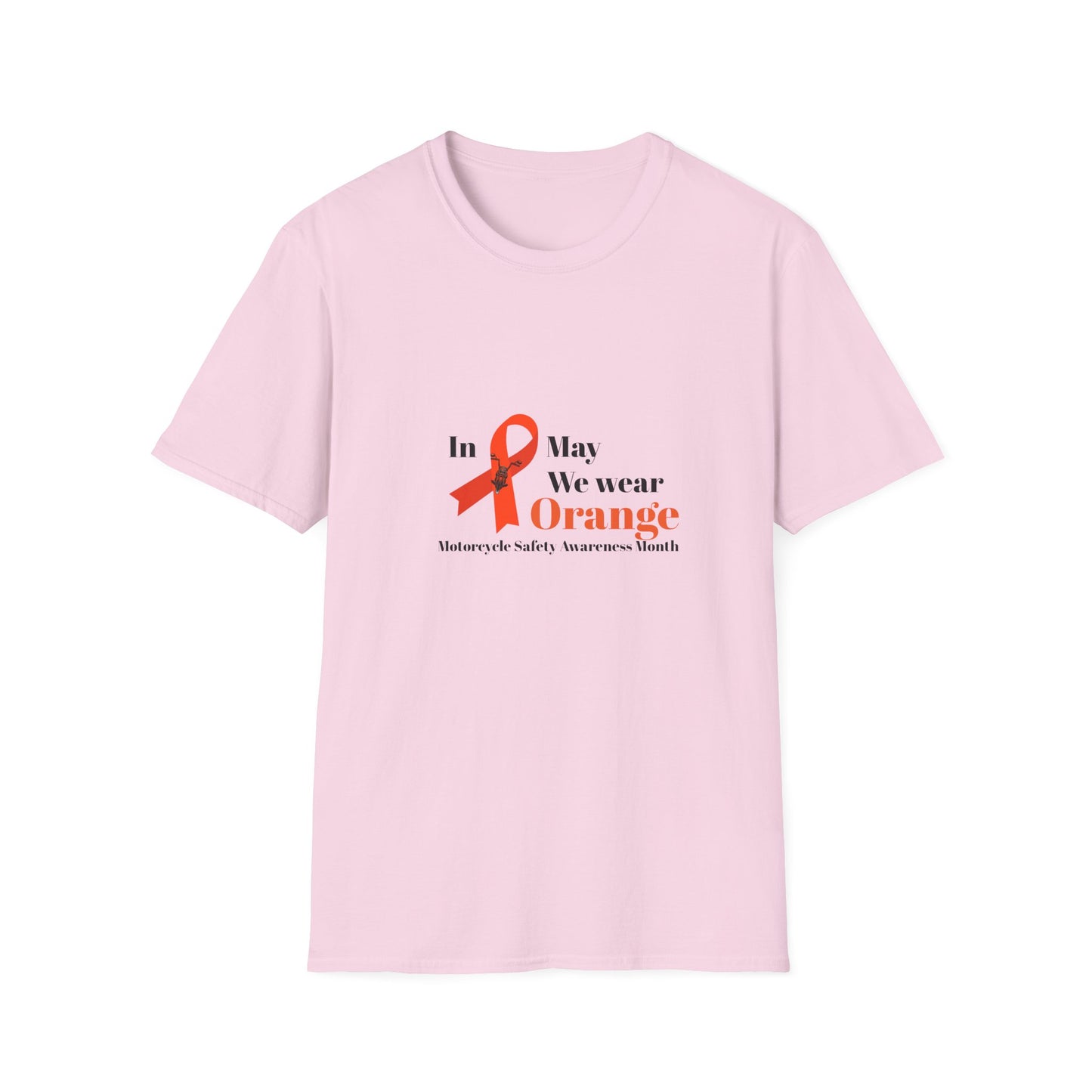 Motorcycle Safety Awareness Orange Ribbon Unisex Softstyle T-Shirt