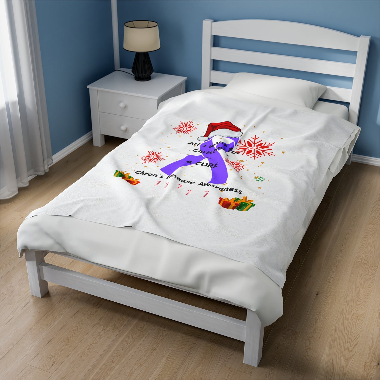 Chron's Disease Awareness All I Want for Christmas Velveteen Plush Blanket