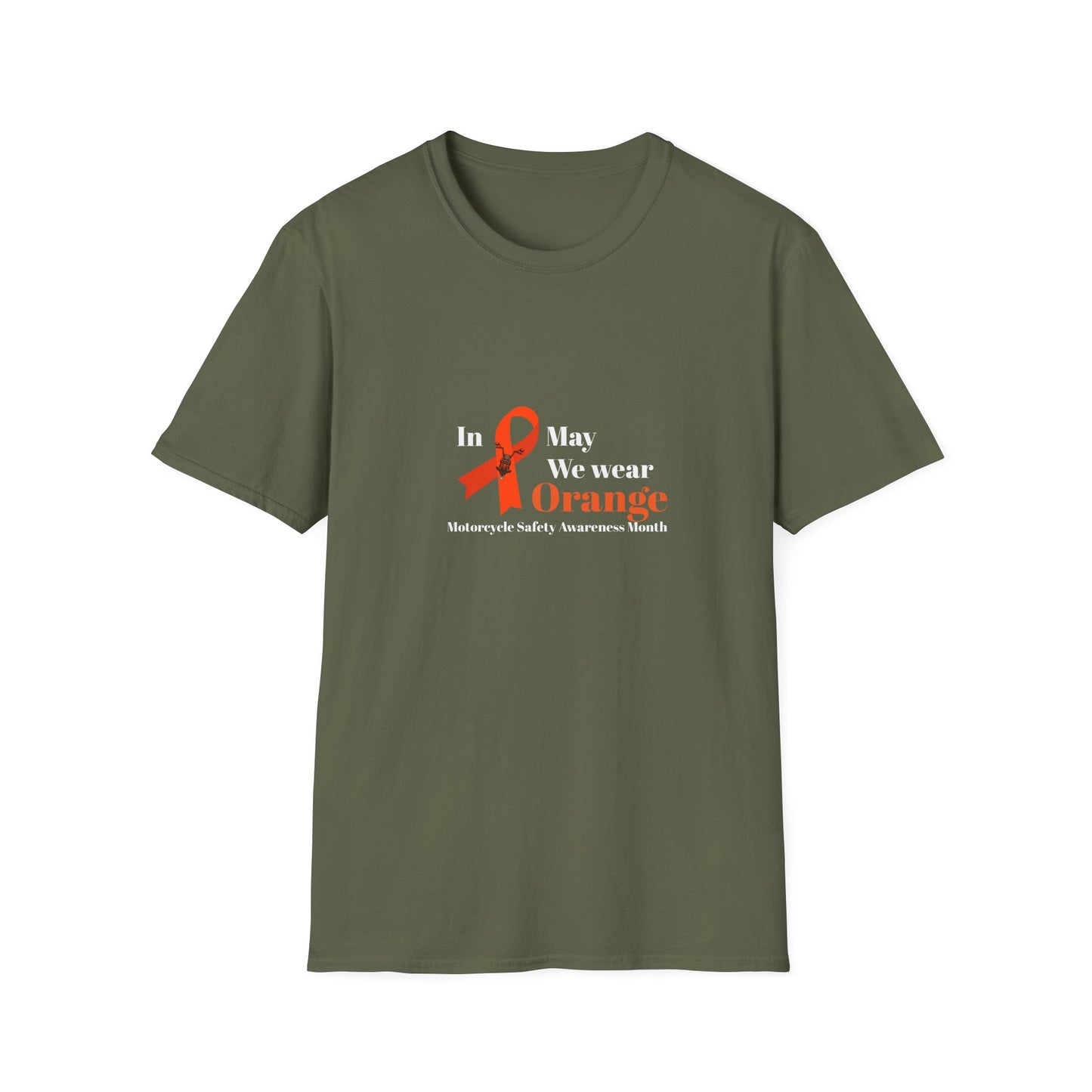 Motorcycle Safety Awareness Orange Ribbon Unisex Softstyle T-Shirt