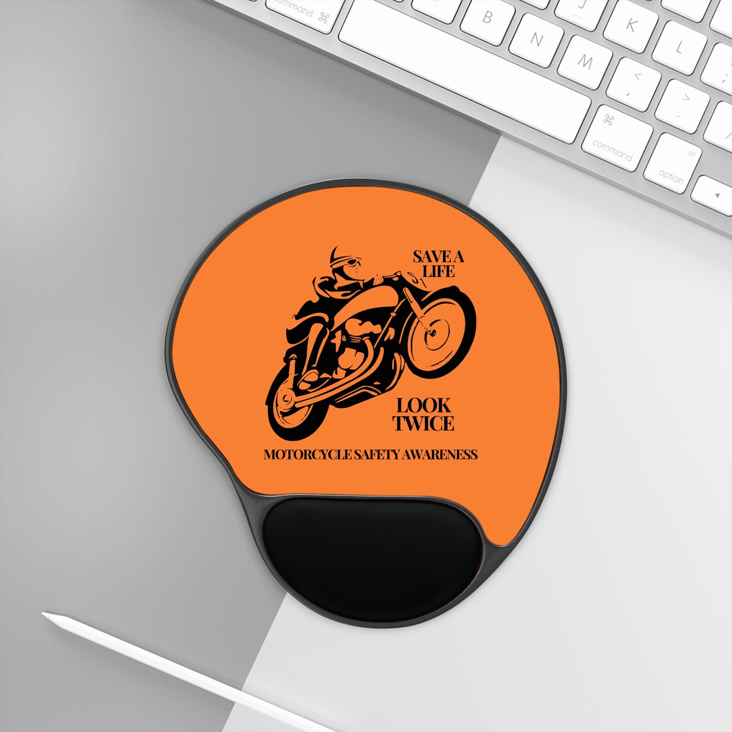 Motorcycle Safety Awareness Carpal Tunnel Mouse Pad With Wrist Rest