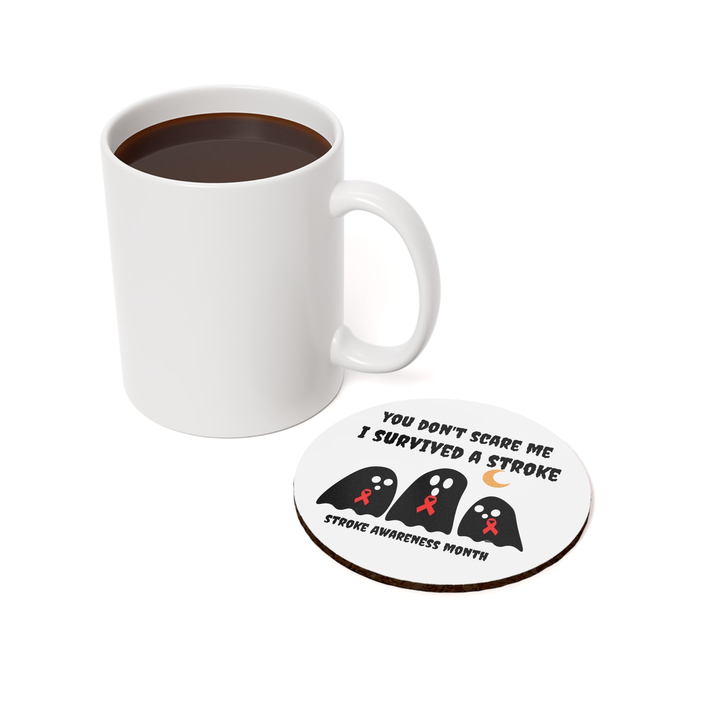 Stroke Awareness Halloween Cork Back Coaster