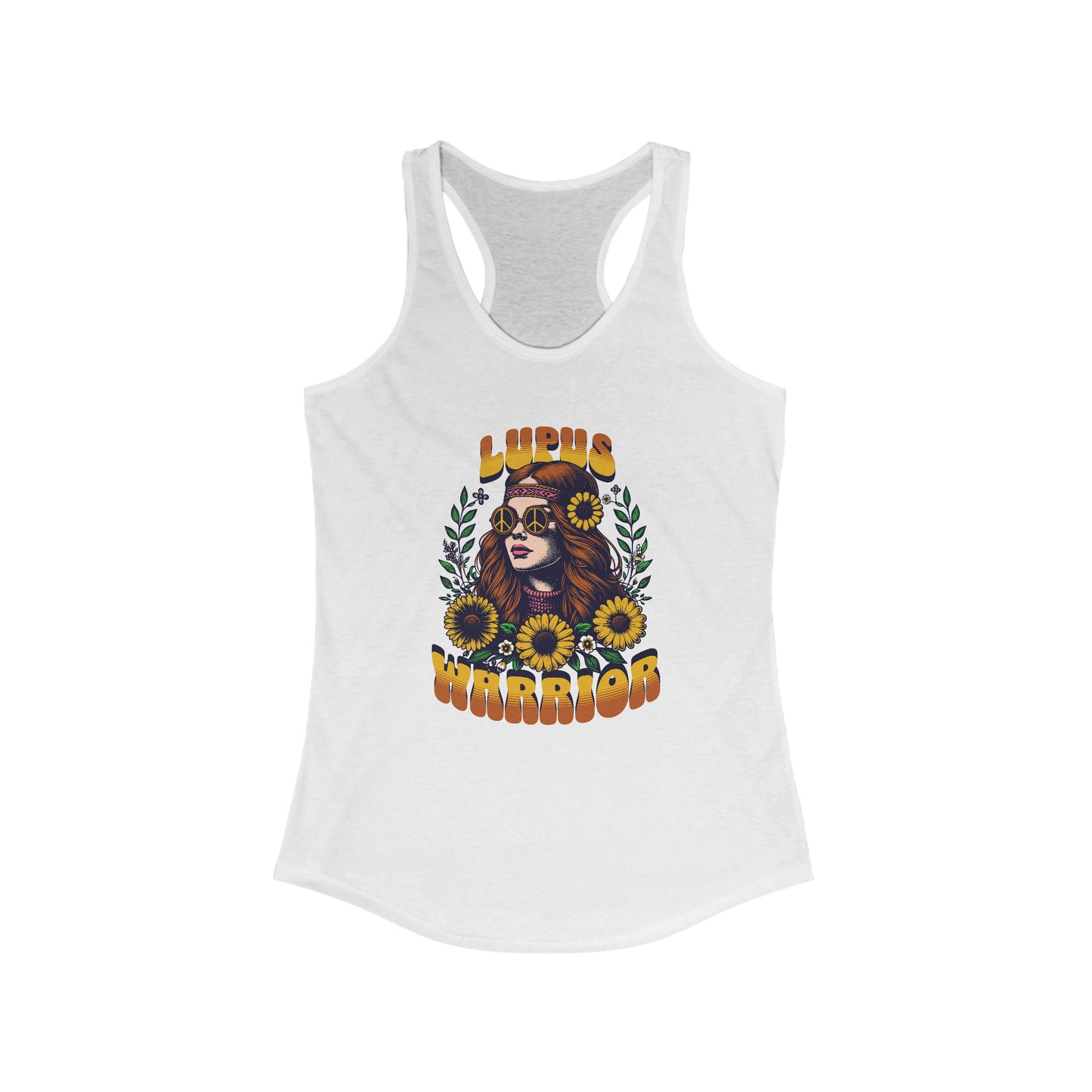 Lupus Warrior Racerback Tank - Empowering Sunflower Design for Strong Women