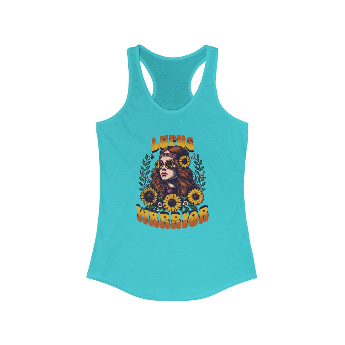 Lupus Warrior Racerback Tank - Empowering Sunflower Design for Strong Women