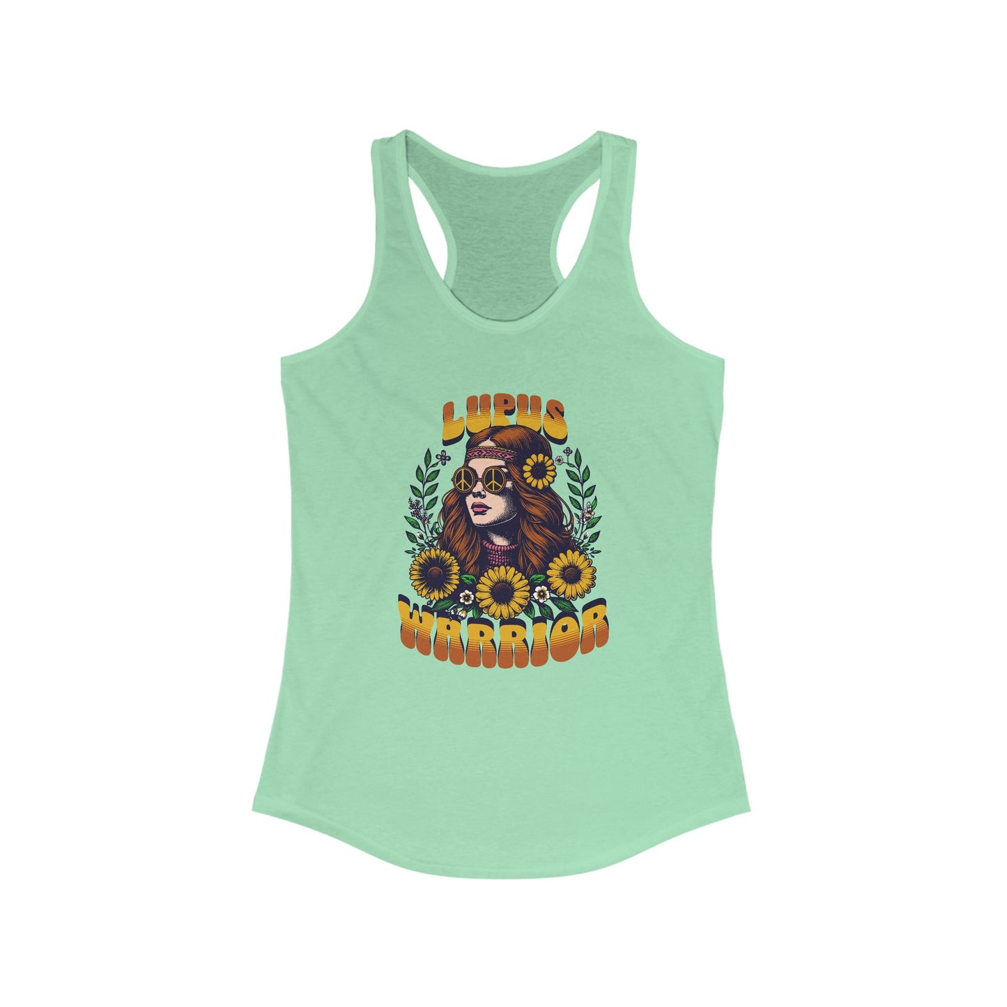 Lupus Warrior Racerback Tank - Empowering Sunflower Design for Strong Women