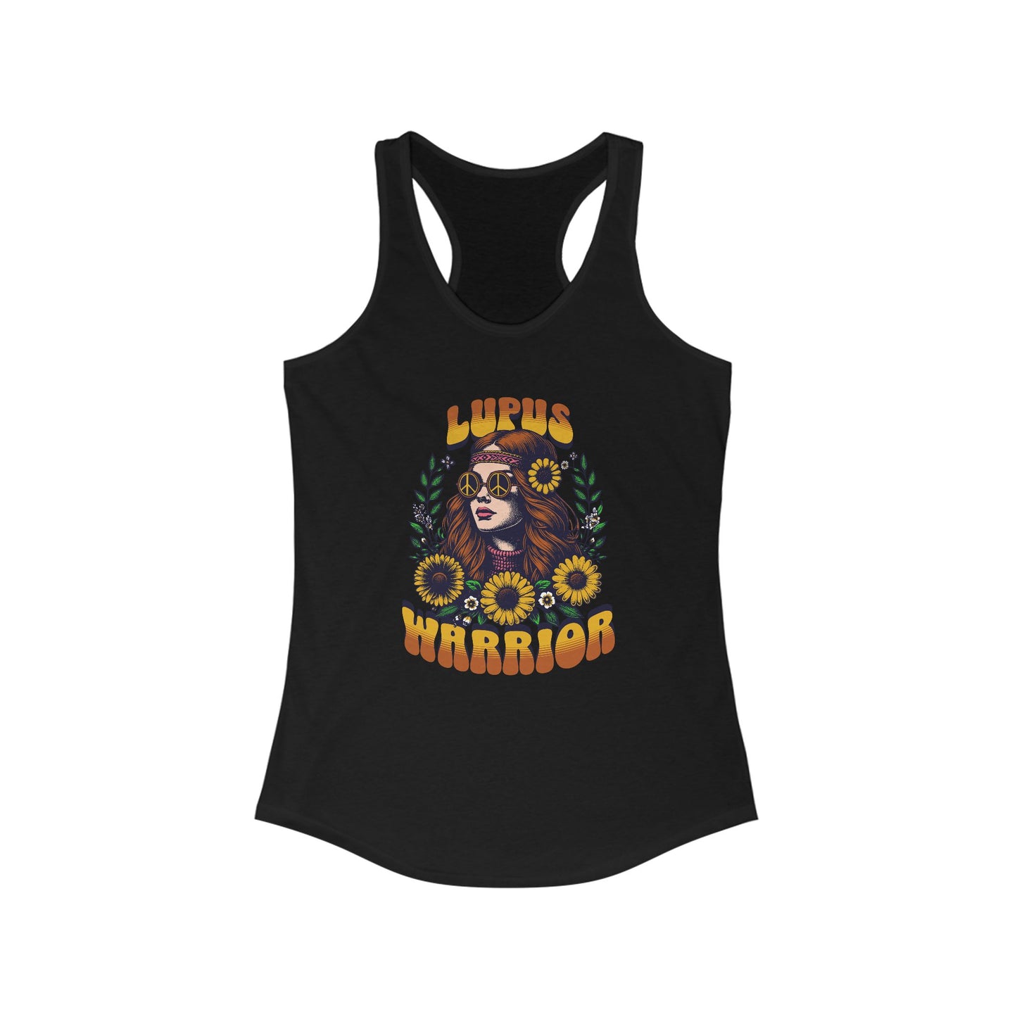 Lupus Warrior Racerback Tank - Empowering Sunflower Design for Strong Women