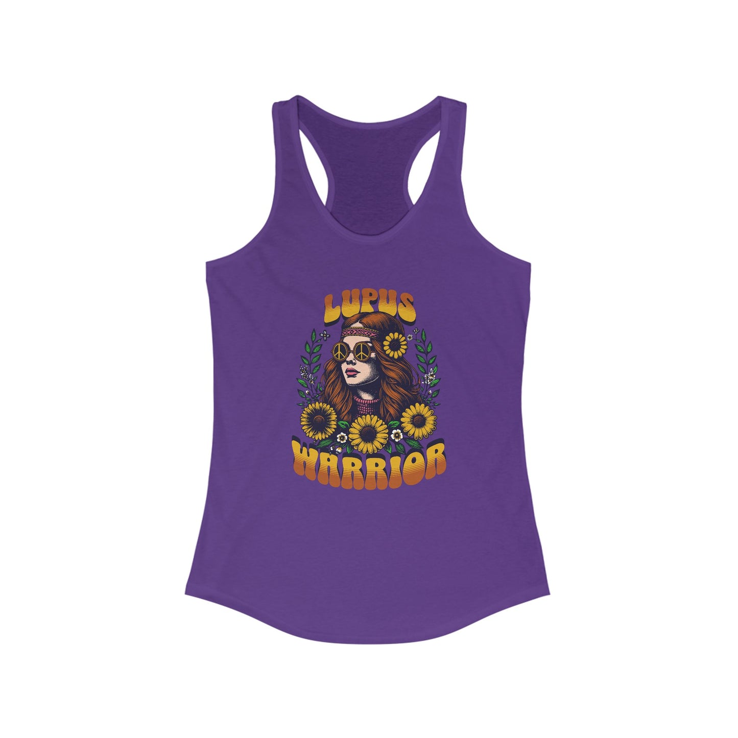 Lupus Warrior Racerback Tank - Empowering Sunflower Design for Strong Women