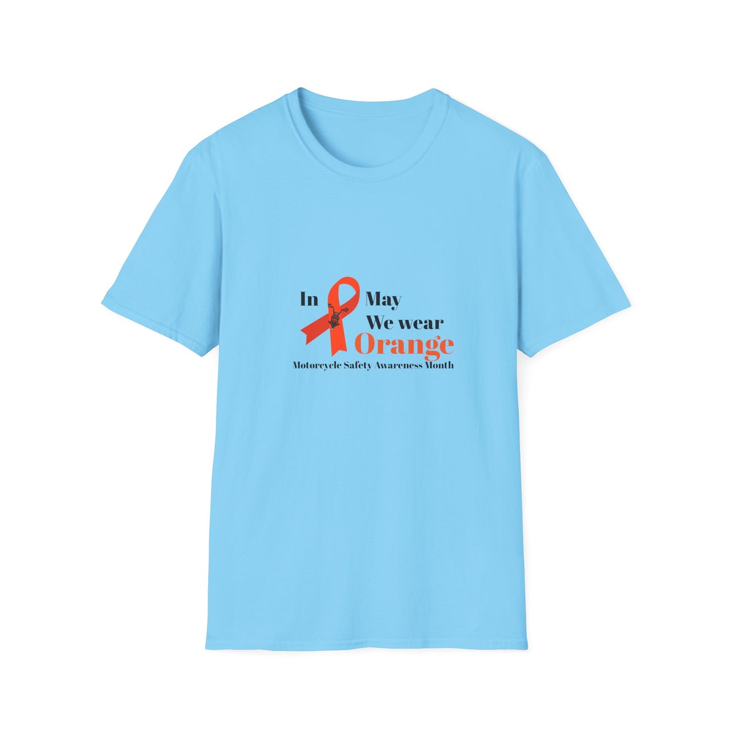 Motorcycle Safety Awareness Orange Ribbon Unisex Softstyle T-Shirt