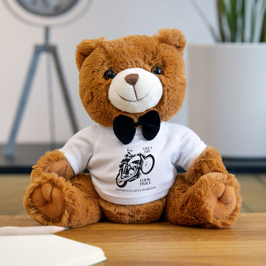 Motorcycle Safety Awareness Teddy Bear with T-Shirt