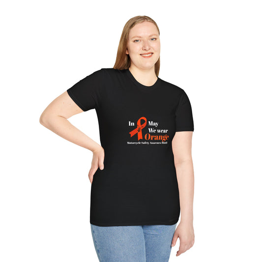 Motorcycle Safety Awareness Orange Ribbon Unisex Softstyle T-Shirt