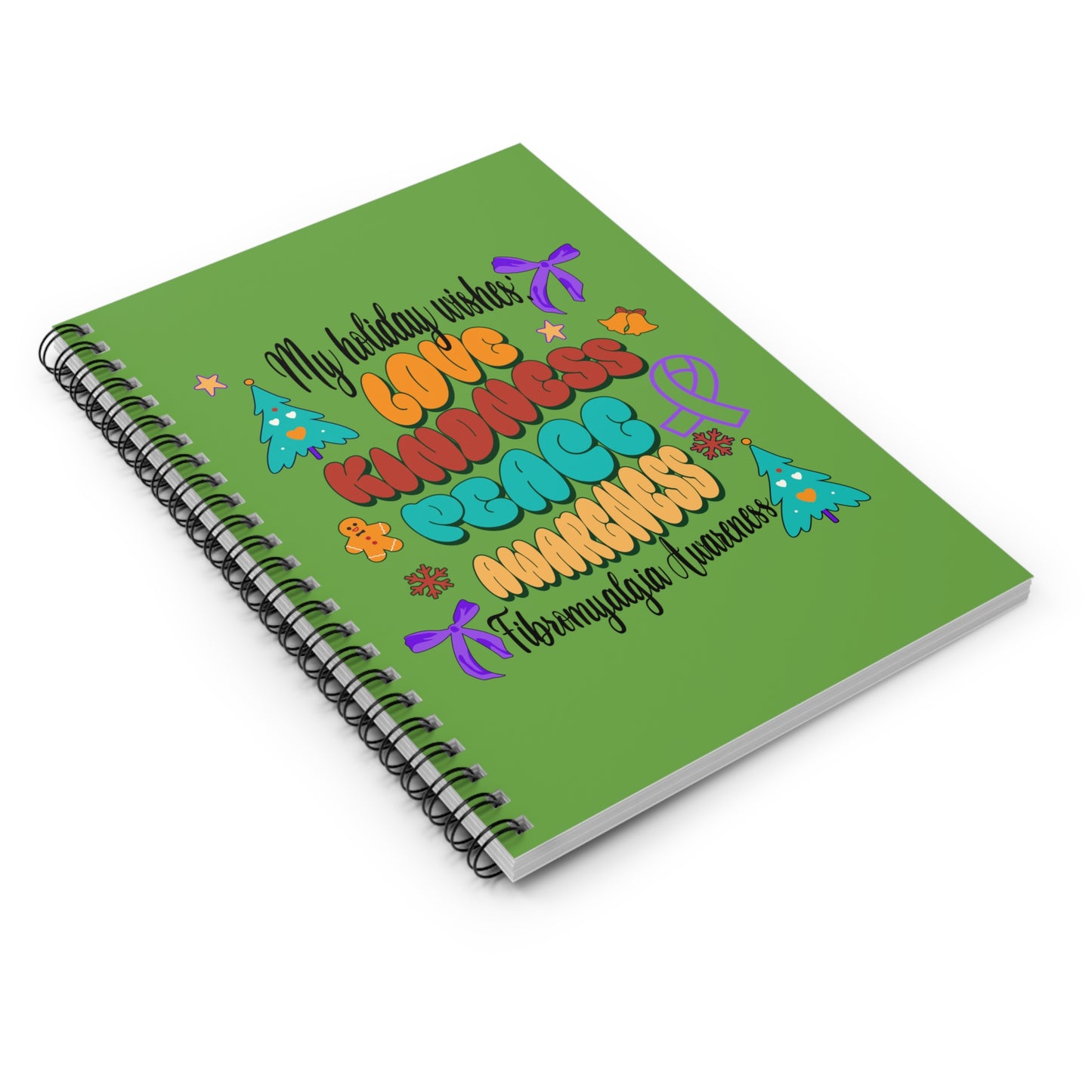 Fibromyalgia Awareness Holiday Wishes Spiral Notebook - Ruled Line
