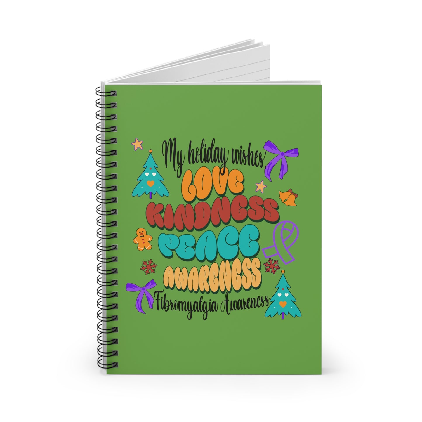 Fibromyalgia Awareness Holiday Wishes Spiral Notebook - Ruled Line