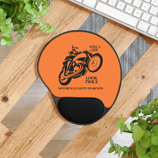 Motorcycle Safety Awareness Carpal Tunnel Mouse Pad With Wrist Rest